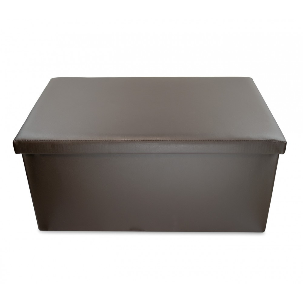 Pouf contenitore richiudibile imbottito con rivestimento in ecopelle in 5 colori