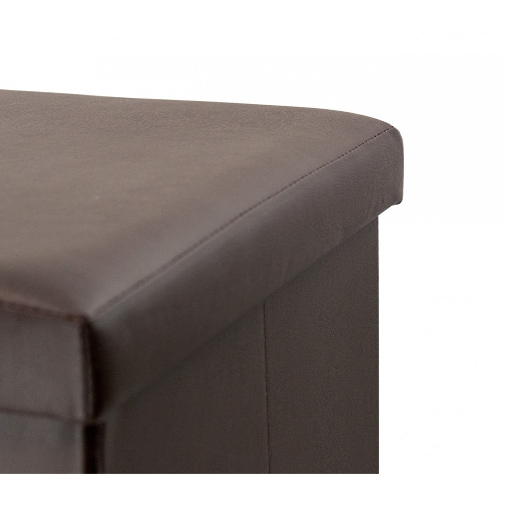 Pouf contenitore richiudibile imbottito con rivestimento in ecopelle in 5 colori