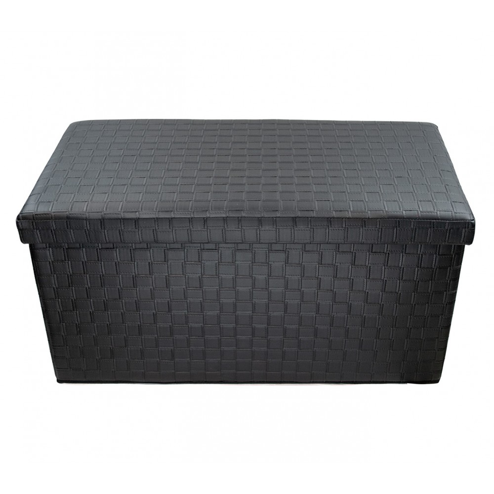 Pouf contenitore con rilievi imbottito con rivestimento in ecopelle in 2 colori