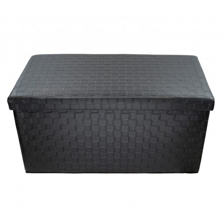 Pouf contenitore con rilievi imbottito con rivestimento in ecopelle in 2 colori