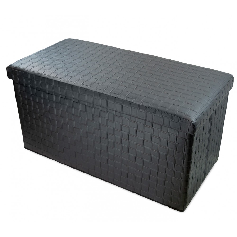 Pouf contenitore con rilievi imbottito con rivestimento in ecopelle in 2 colori