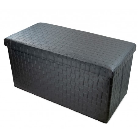 Pouf contenitore con rilievi imbottito con rivestimento in ecopelle in 2 colori