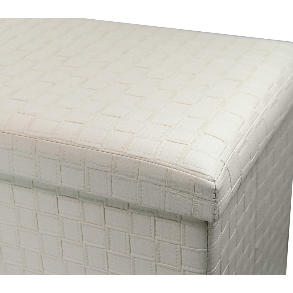 Pouf contenitore con rilievi imbottito con rivestimento in ecopelle in 2 colori