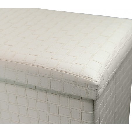 Pouf contenitore con rilievi imbottito con rivestimento in ecopelle in 2 colori