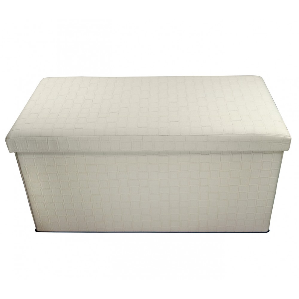 Pouf contenitore con rilievi imbottito con rivestimento in ecopelle in 2 colori