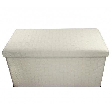 Pouf contenitore con rilievi imbottito con rivestimento in ecopelle in 2 colori