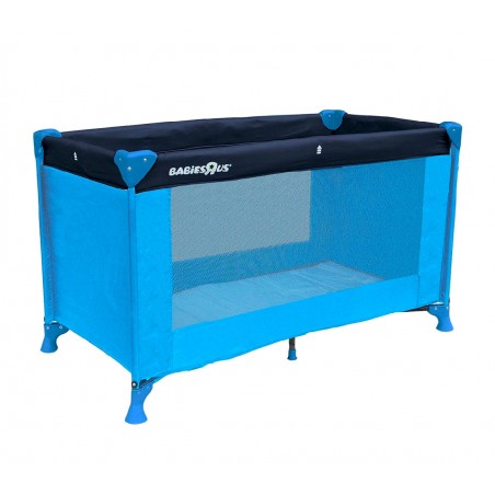 358692 Box giochi per bambini in blu con materassino morbido 120x60x19 cm