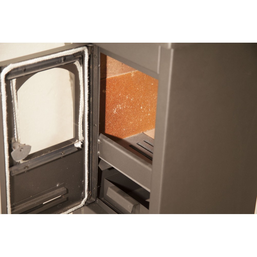 556A Stufa Camino a legna con vetro termico APOLLO 5-7 kW porta legna inferiore