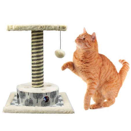 500IKH Tiragraffi NOBLEZA corda e pallina a 2 piani 37x37x46cm in legno  500IKH Tiragraffi NOBLEZA corda e pallina a 2 piani 37x37x46cm in legno