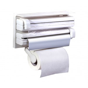 Dispenser porta rotoli 870592 da parete alluminio pellicola carta e porta spezie 2