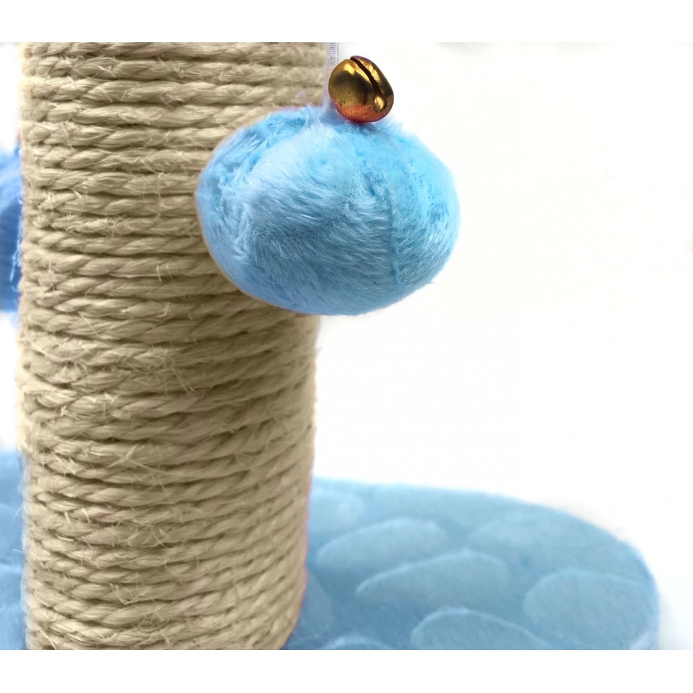 000128 Tiragraffi Nobleza Azzurro colonna in Sisal palline e sonagli 22x20x28cm