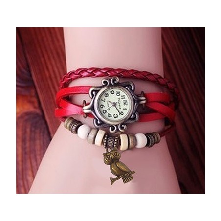 Orologio vintage con gufetto retrò GUFO tendenza watch quarzo quadrante QUADRATO