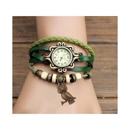 Orologio vintage con gufetto retrò GUFO tendenza watch quarzo quadrante QUADRATO