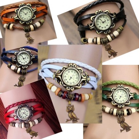 Orologio vintage con gufetto retrò GUFO tendenza watch quarzo quadrante QUADRATO