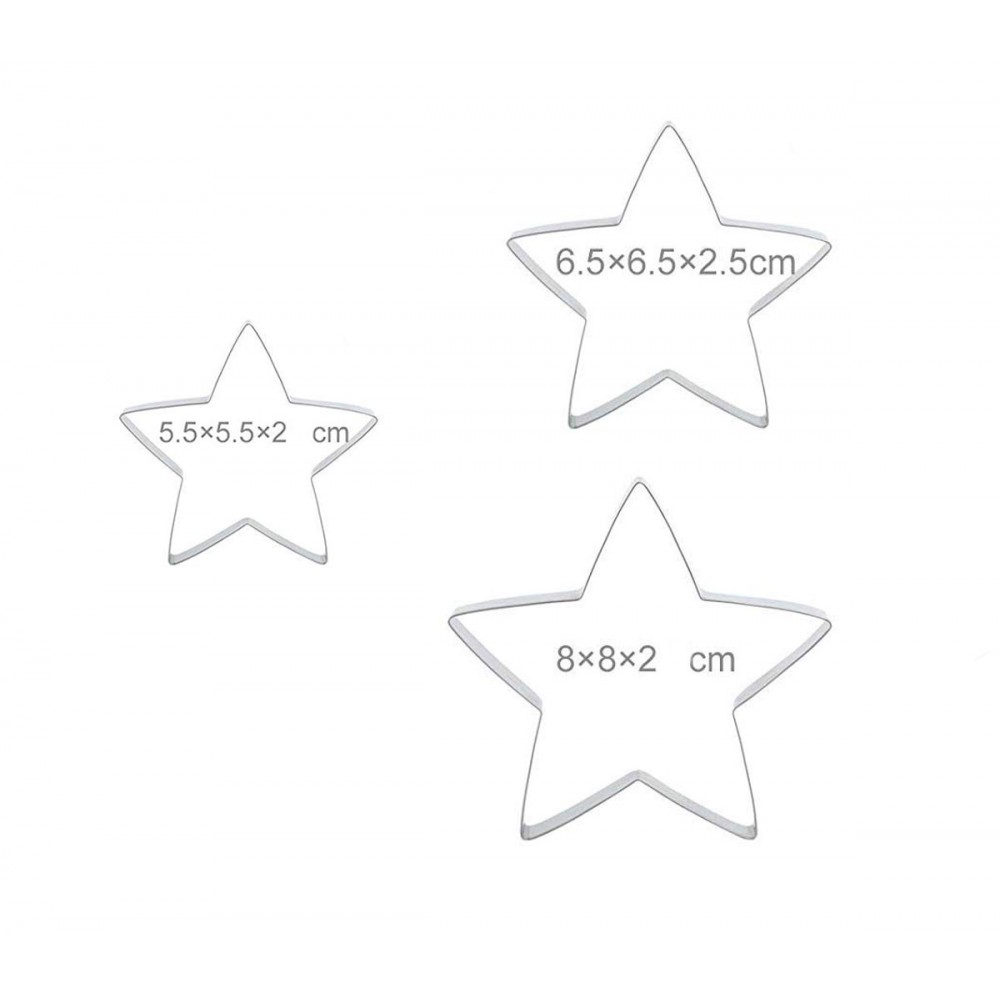 220700 Set di 3 coppapasta a stella in acciaio altezza 2cm in acciaio inox