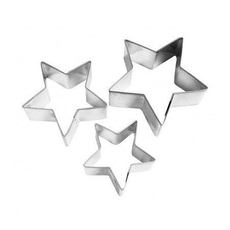 220700 Set di 3 coppapasta a stella in acciaio altezza 2cm in acciaio inox