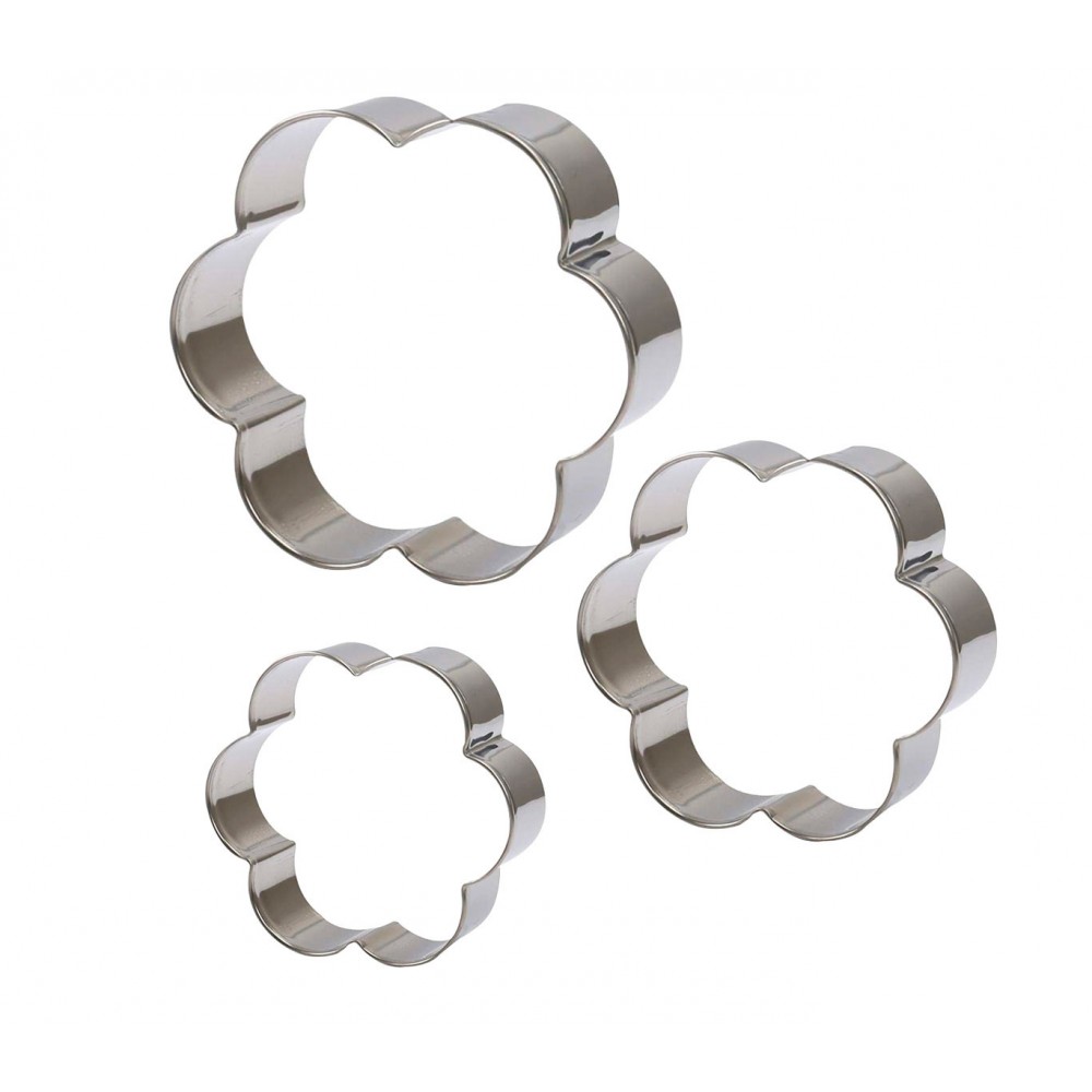 220700 Set di 3 coppapasta FIORE in acciaio altezza 2cm in acciaio inox