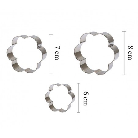 220700 Set di 3 coppapasta FIORE in acciaio altezza 2cm in acciaio inox