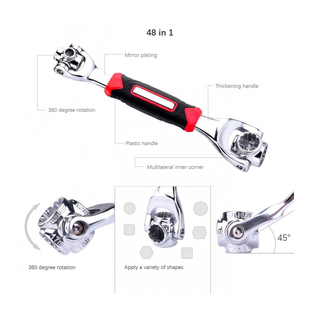 601248 Chiave universale multifunzione 48 in 1 con due teste snodabili a 360