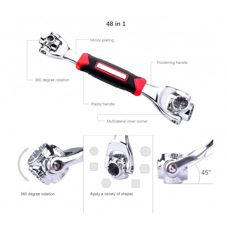 601248 Chiave universale multifunzione 48 in 1 con due teste snodabili a 360