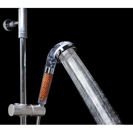 Miscelatore soffione doccia con pietre minerali purificanti attacco unviersale