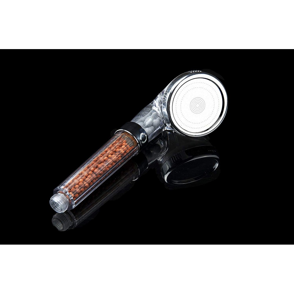 Miscelatore soffione doccia con pietre minerali purificanti attacco unviersale