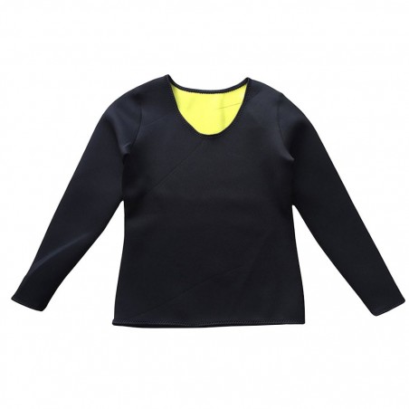 T Shirt sauna snellente addome in neoprene con maniche da donna dalla S alla XXL T Shirt sauna snellente addome in neoprene con maniche da donna dalla S alla XXL