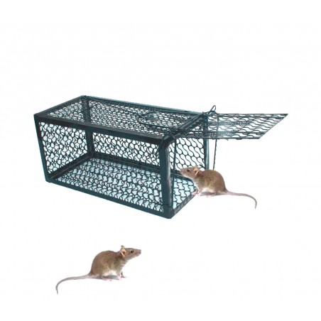 Trappola in metallo gabbia per topi con scatto a molla automatico 24x11x11 cm Trappola in metallo gabbia per topi con scatto a molla automatico 24x11x11 cm
