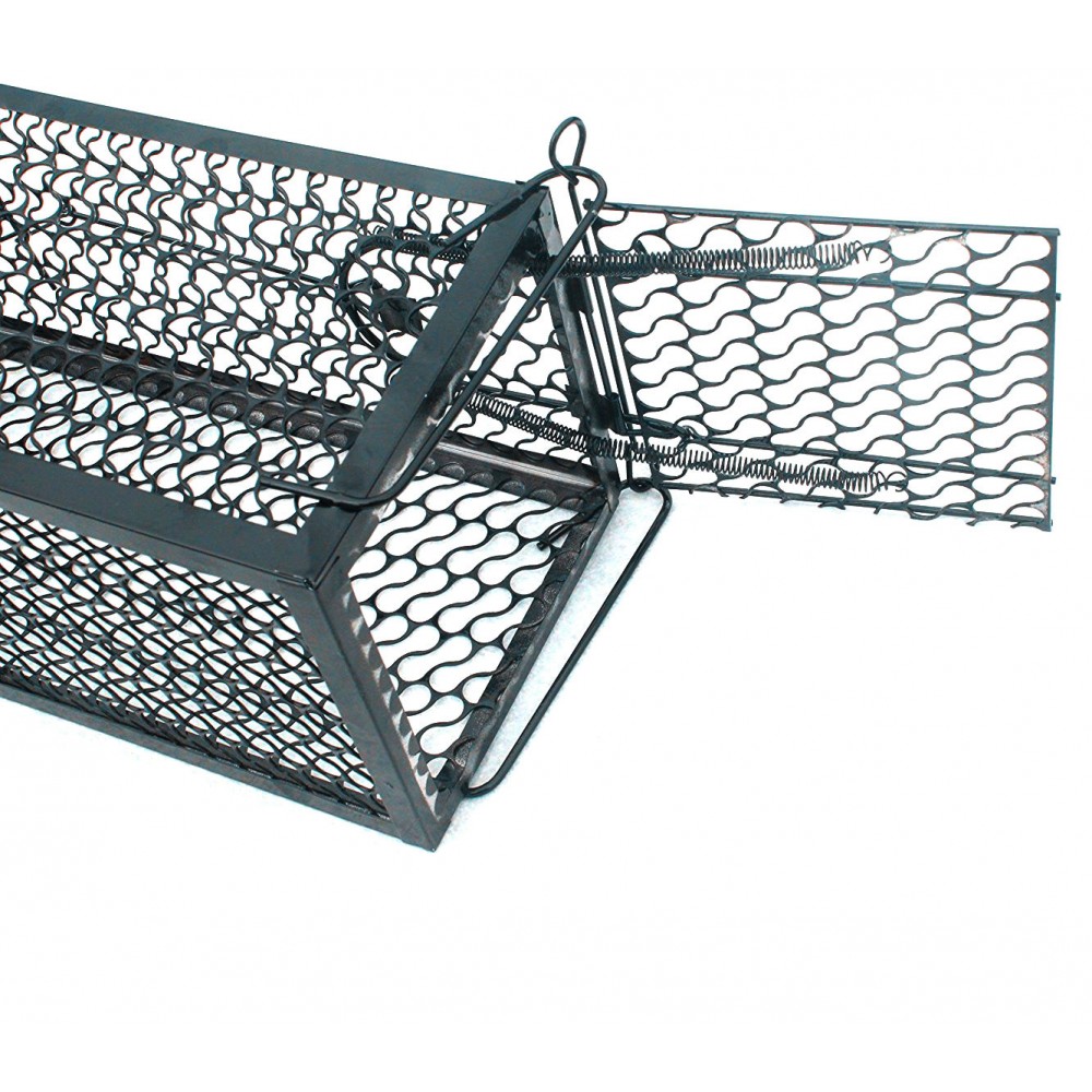 Trappola in metallo gabbia per topi con scatto a molla automatico 24x11x11 cm