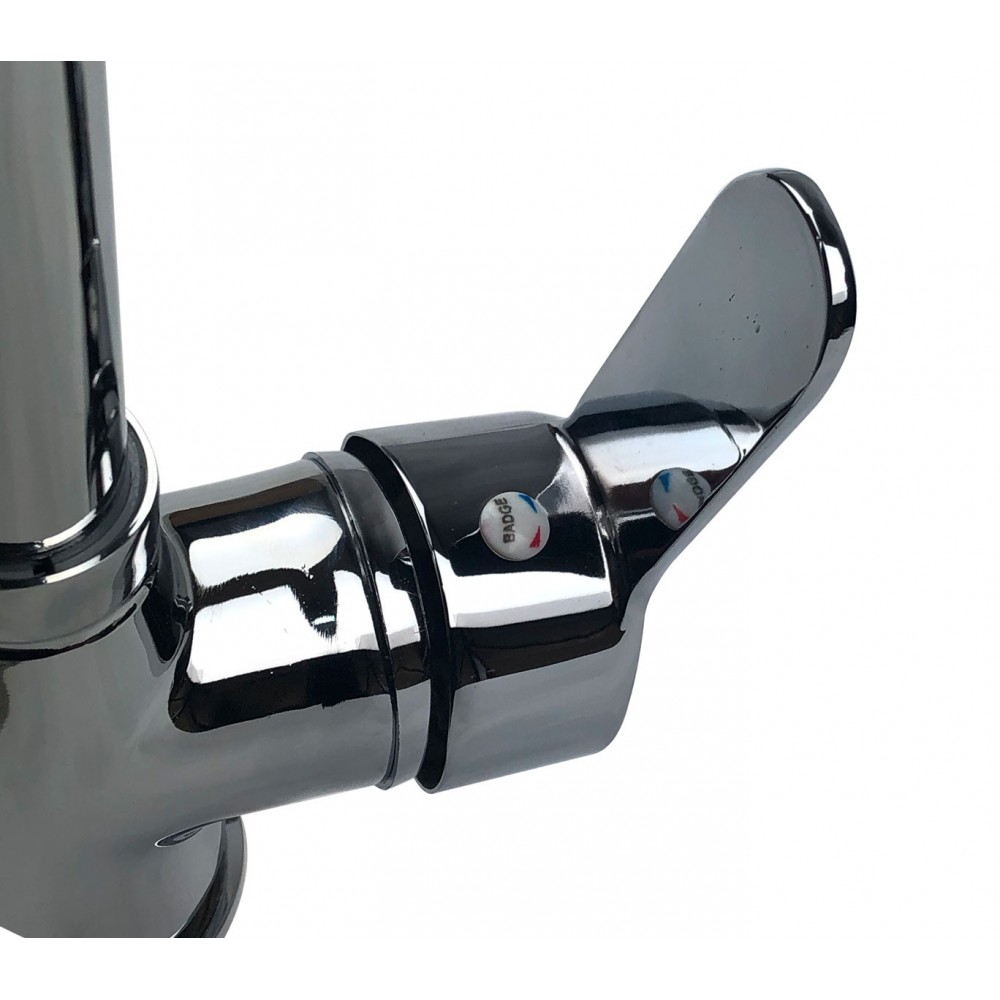 870037 Miscelatore cucina ZEUS con apertura ad onda acciaio canna Alta cromato