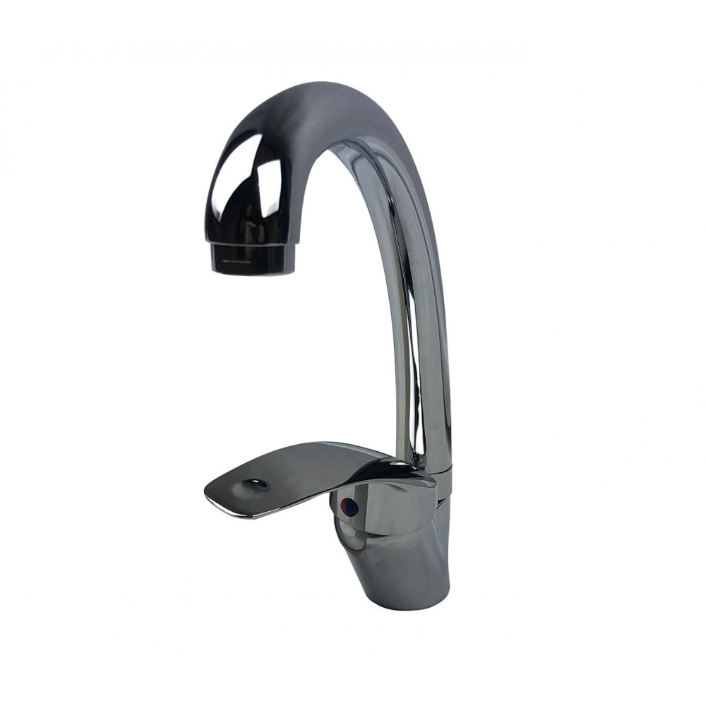 870037 Miscelatore cucina POSEIDONE con apertura ad onda acciaio canna alta 