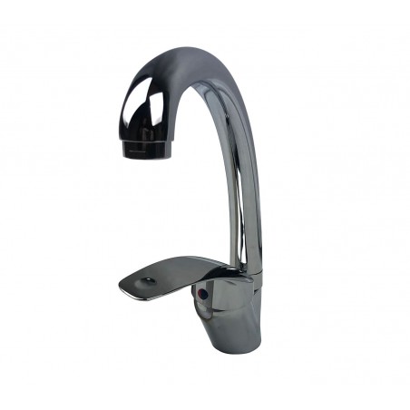 870037 Miscelatore cucina POSEIDONE con apertura ad onda acciaio canna alta 