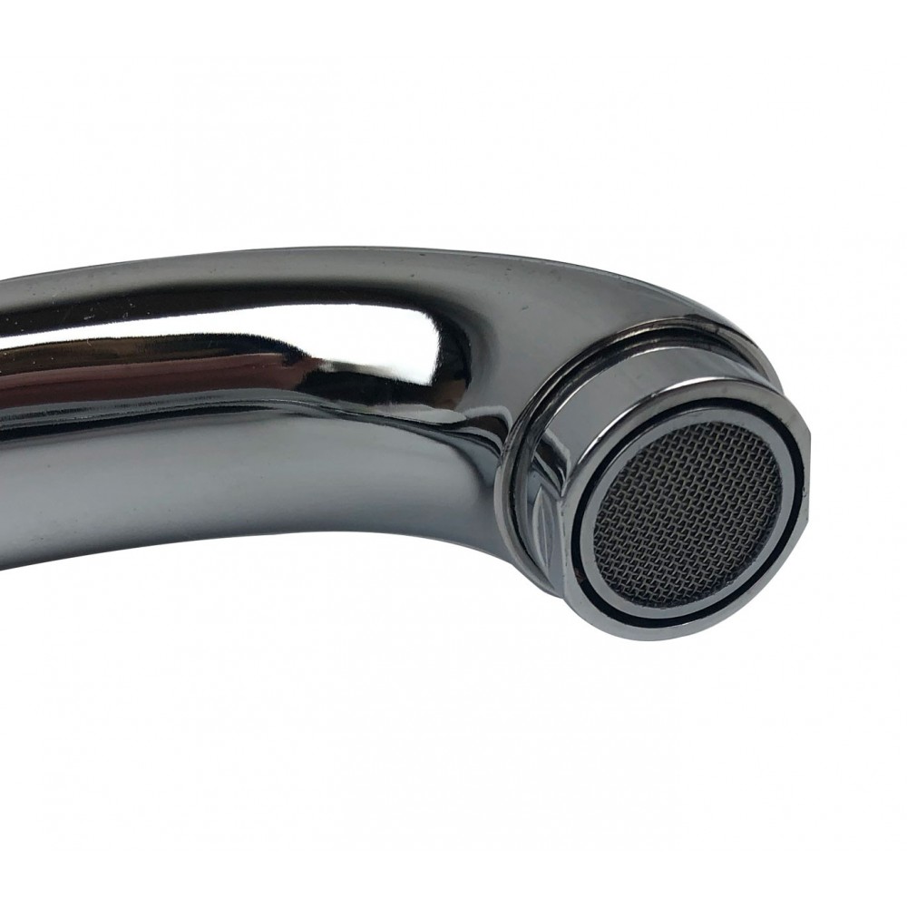 870037 Miscelatore cucina POSEIDONE con apertura ad onda acciaio canna alta 