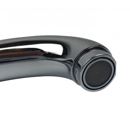 870037 Miscelatore cucina POSEIDONE con apertura ad onda acciaio canna alta 