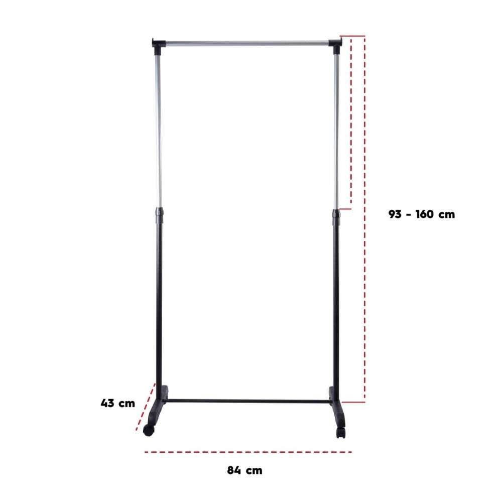 VestiAmo 098735 Casa Appendiabiti estensibile rotelle girevoli 84x43x93-160 cm
