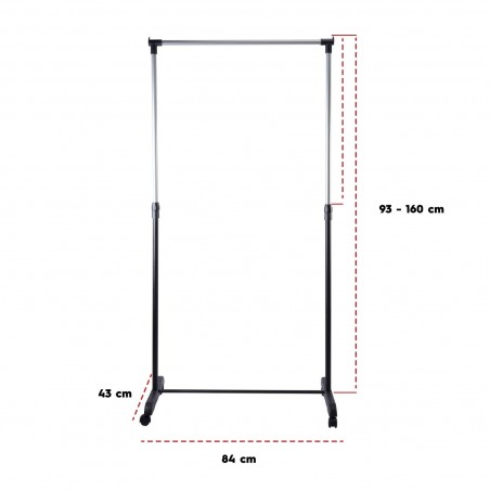 VestiAmo 098735 Casa Appendiabiti estensibile rotelle girevoli 84x43x93-160 cm