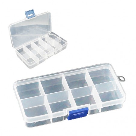 Mini box organizer multifunzionale fino a dieci comparti trasparente e in plastica 