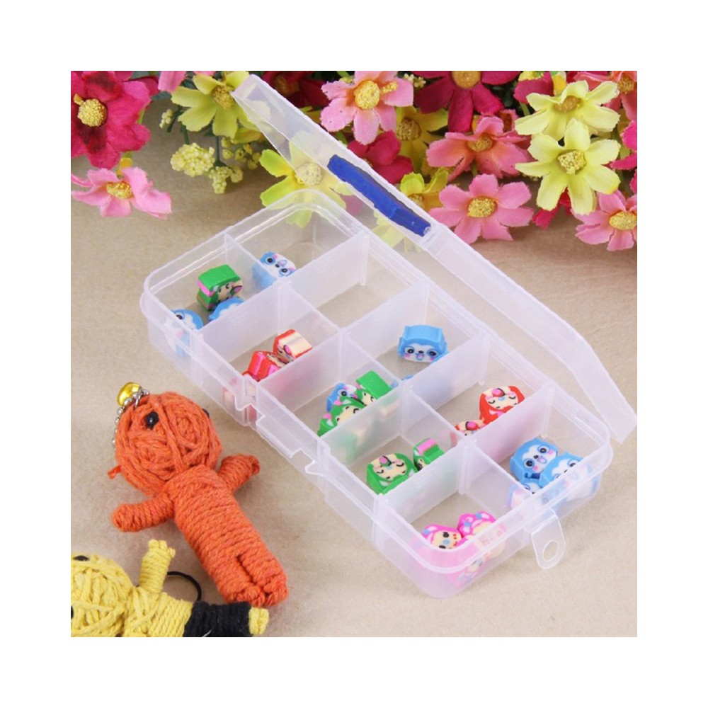 Mini box organizer multifunzionale fino a dieci comparti trasparente e in plastica 