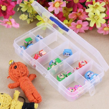 Mini box organizer multifunzionale fino a dieci comparti trasparente e in plastica 