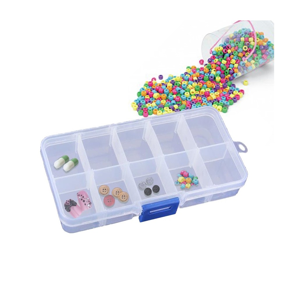 Mini box organizer multifunzionale fino a dieci comparti trasparente e in plastica 