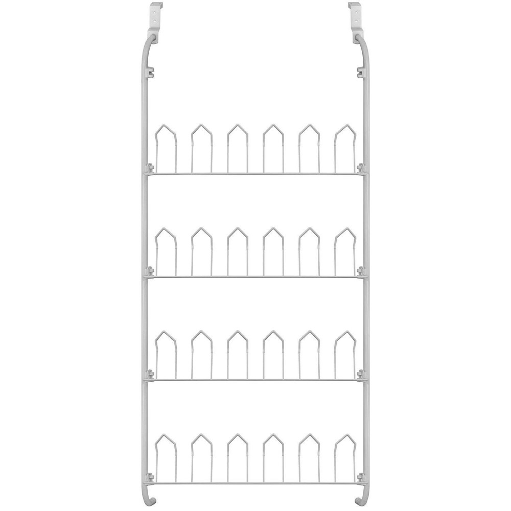 863849 Rack scarpiera 12 paia appendibile da porta bianca 17x60x145 cm metallo