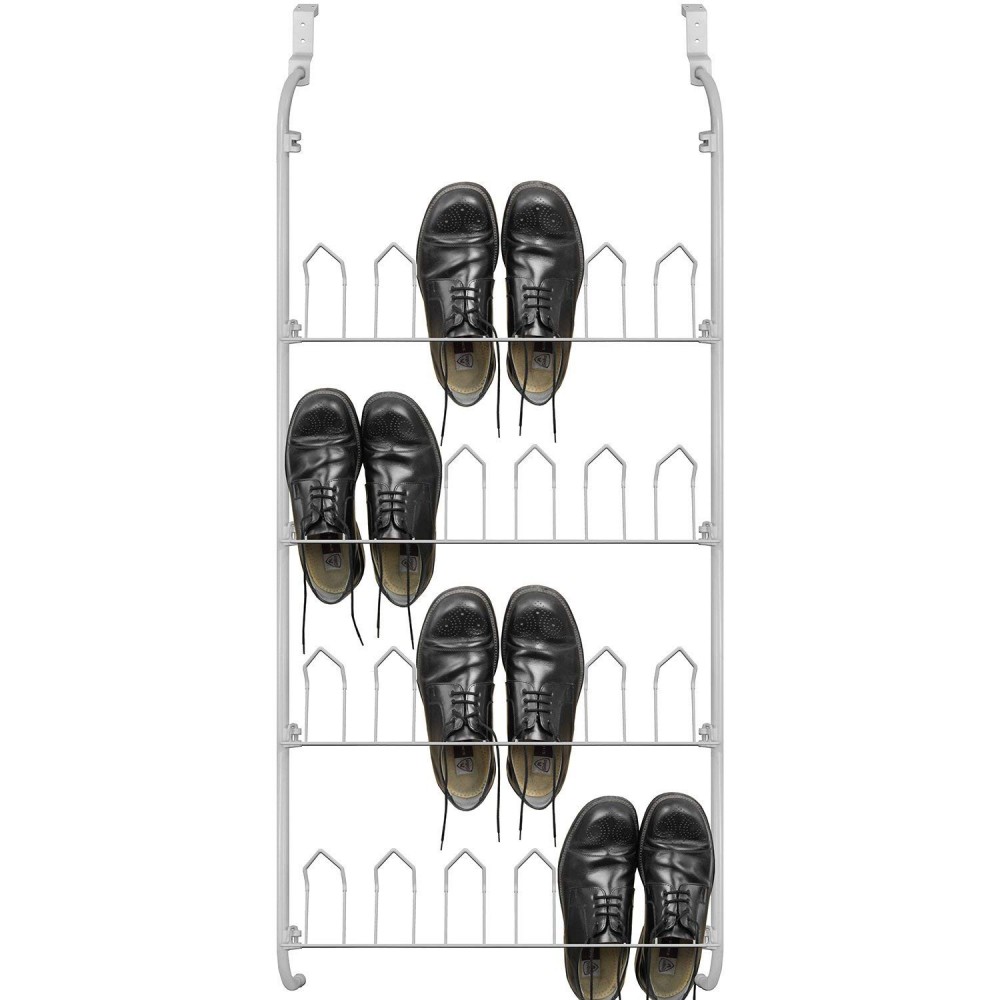 863849 Rack scarpiera 12 paia appendibile da porta bianca 17x60x145 cm metallo