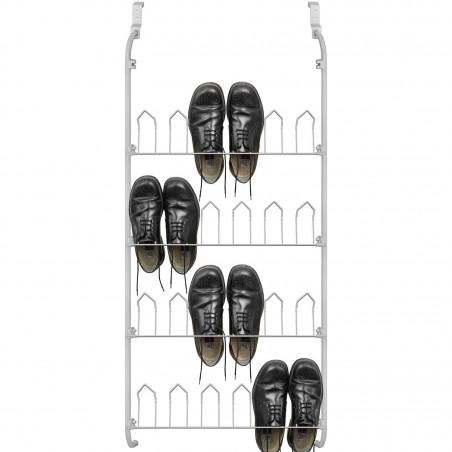 863849 Rack scarpiera 12 paia appendibile da porta bianca 17x60x145 cm metallo