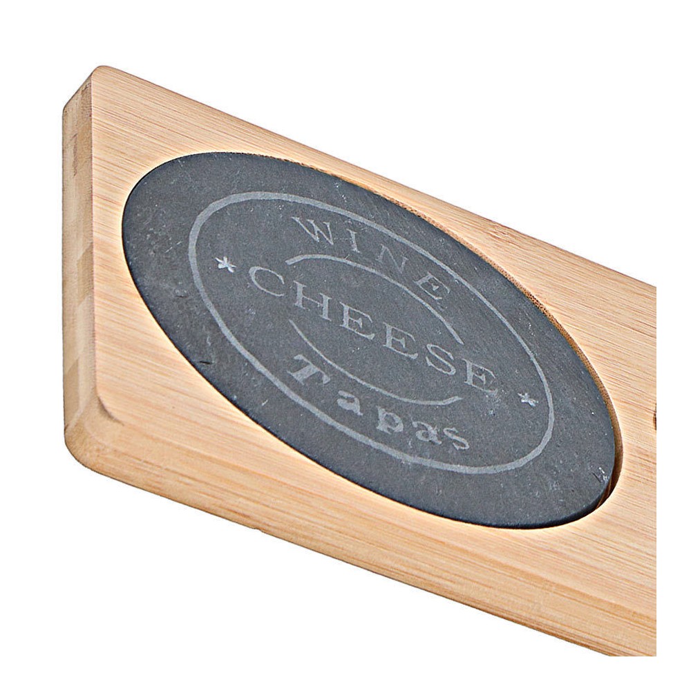 109961 Alpinia Tagliere per formaggio in bamboo con piastra in ardesia accessori