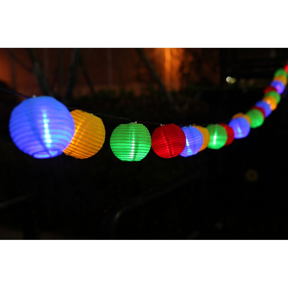 013671 Catena Luci a sfera da esterno con pannello solare e sensore crepuscolare