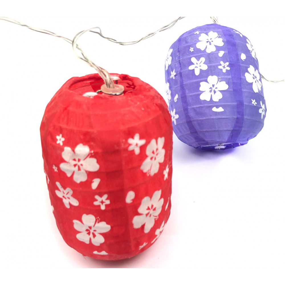 037172 Party Lighting 10 Lanterne floreali LED da esterno a batterie 210cm 