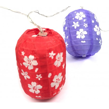 037172 Party Lighting 10 Lanterne floreali LED da esterno a batterie 210cm 