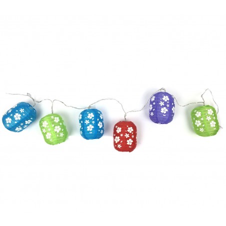 037172 Party Lighting 10 Lanterne floreali LED da esterno a batterie 210cm 
