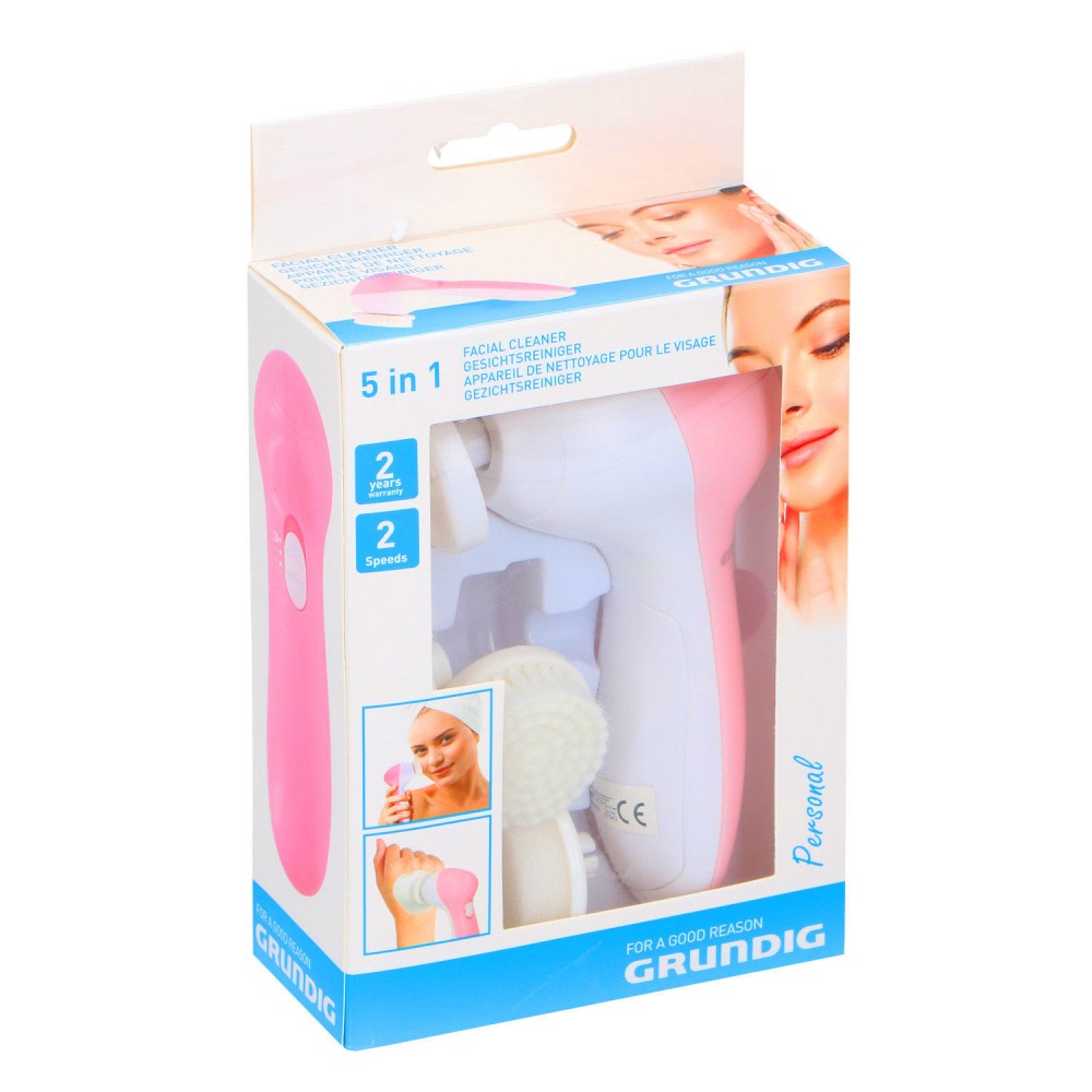 075433 Spazzola massaggiante 13x7x4.6cm GRUNDIG pulizia viso e corpo 5 accessori