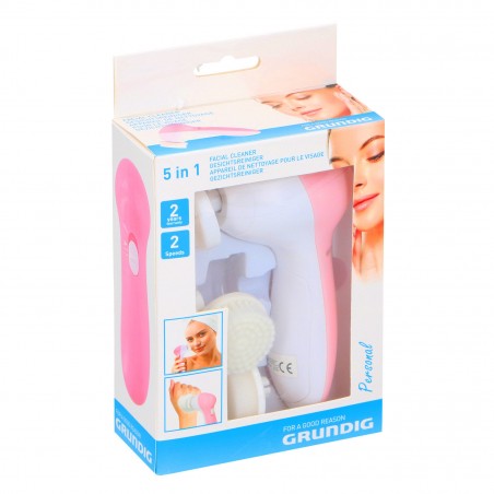 075433 Spazzola massaggiante 13x7x4.6cm GRUNDIG pulizia viso e corpo 5 accessori